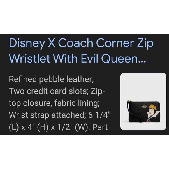 NEW WITH TAGS COACH DISNEY EVIL QUEEN MOTIF WRISTLET - Picture 2 of 4